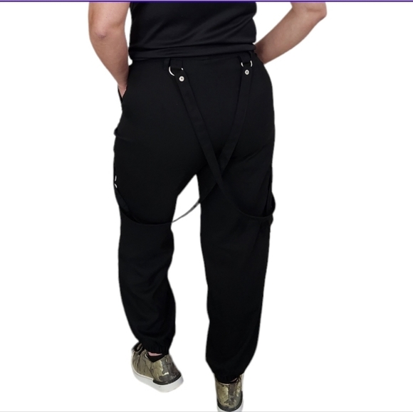 Hot Topic Black Strap Suspender Ultra Hi-Rise Jogger Pants - Picture 4 of 14